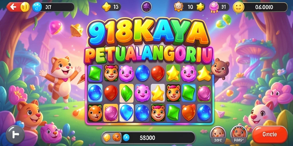 Tampilan gameplay seru dalam <strong>918KAYA</strong> dengan warna-warna ceria.