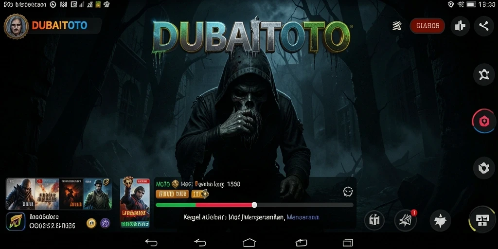 Tampilan mencekam dari gameplay DUBAITOTO yang penuh kegelapan.