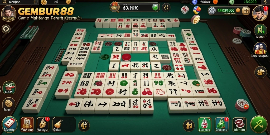 Tampilan menarik dari gameplay Mahjong GEMBUR88 yang penuh warna.