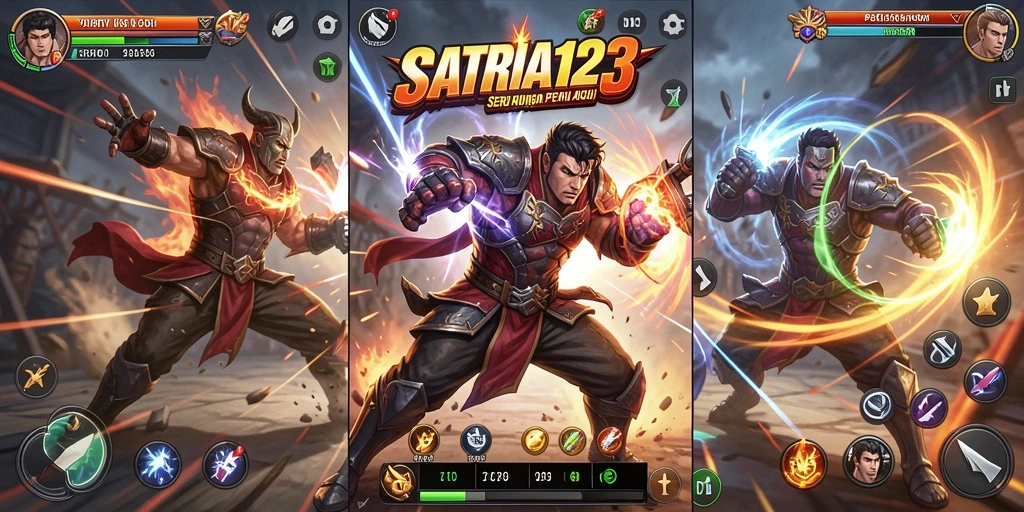 Screenshot gameplay SATRIA123 menampilkan aksi pertarungan yang mendebarkan.