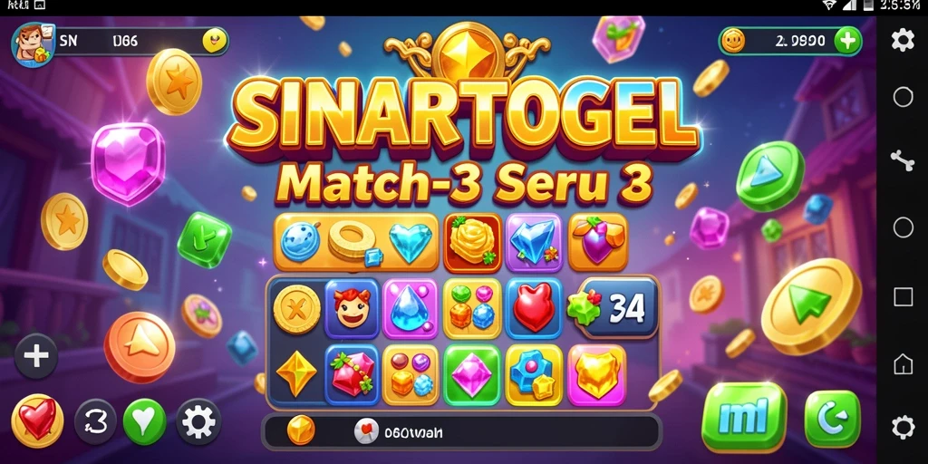 Screenshot gameplay SINARTOGEL menampilkan keseruan mencocokkan elemen match-3.