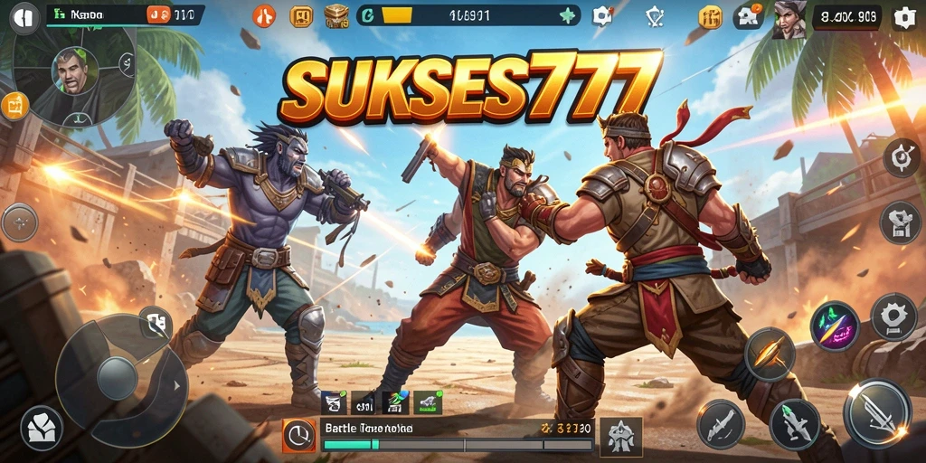 Gameplay seru dan mendebarkan di SUKSES777 Battle Royale.